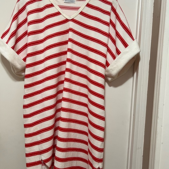 Vintage Miss Elaine Relax Pullover Short Robe Striped Short Sleeve OS - Picture 5 of 8
